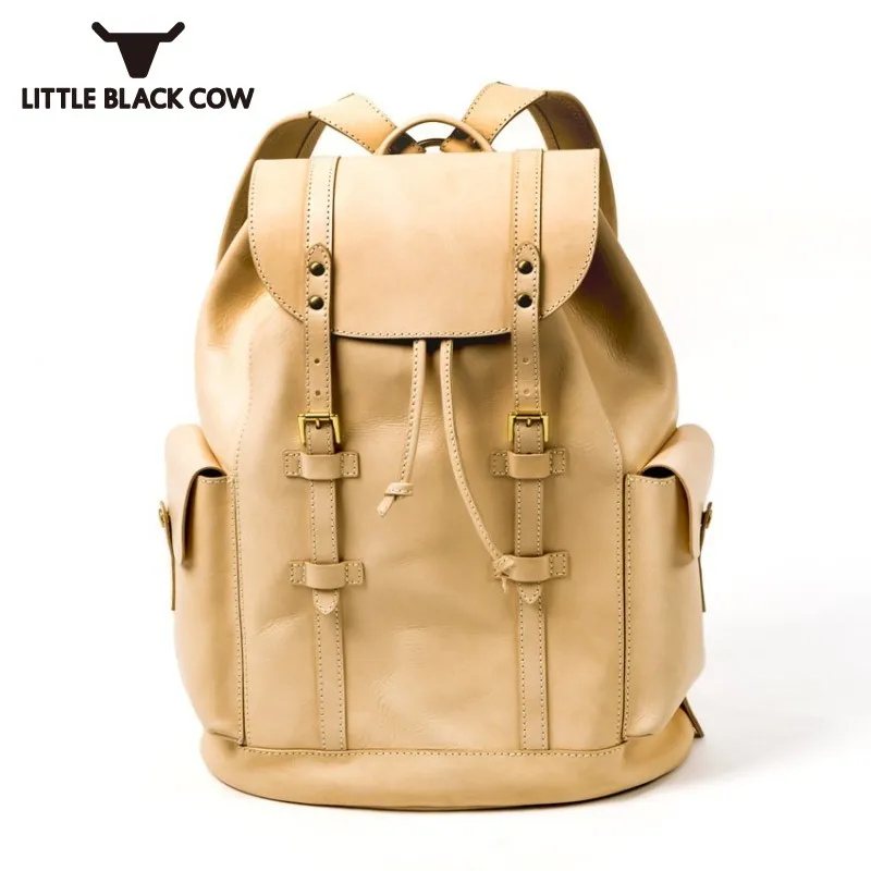 

Vintage Luxury Big Backpacks Unisex Handmade 100% Genuine Leather Cowhide Travel Backpack High Capacity Black Backpack Rucksack