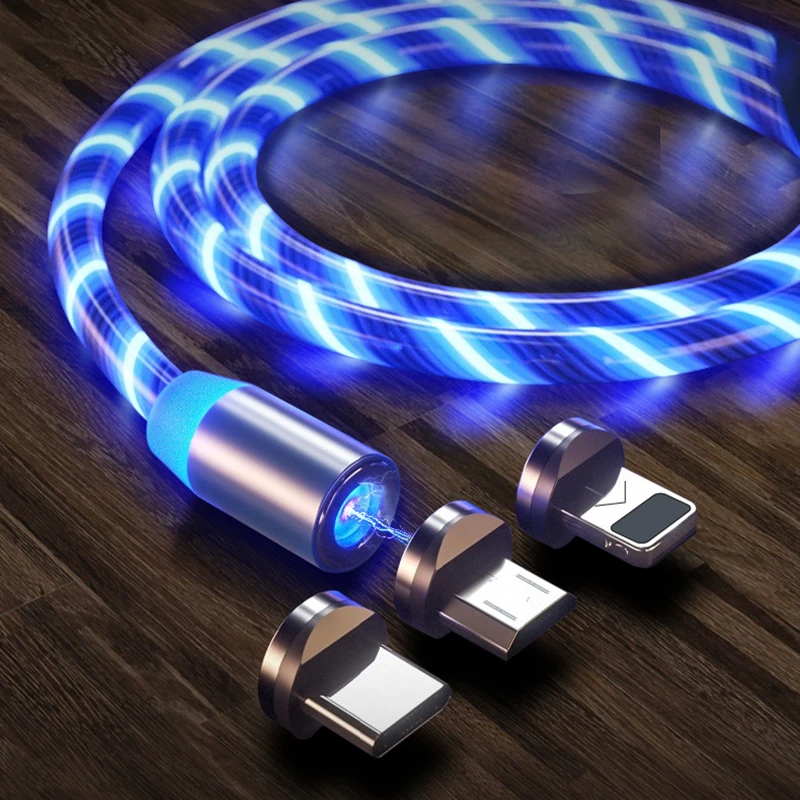 

Magnetic LED Light Cable Fast Charging Magnet Micro USB Type C Cable LED Wire Cord Type-C Charger For iPhone Samsung S10