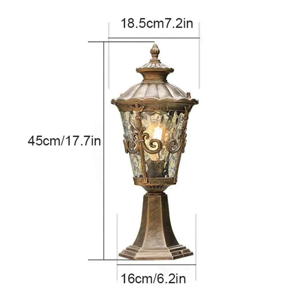 Промышленные античная Post светильник с кованые Стекло для палубы порог двор патио