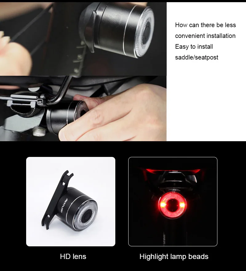 

Q 1 Bike Tail Light Intelligent Brake Light For Bicycle Led Rechargeable USB Cycle Rear Light Safe Warning Cycling Lamp Lights