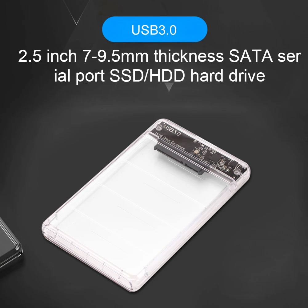 

2.5 inch 5Gbps USB3.0 Hard Drive Enclosure External Transparent SATA SDD HDD Case Portable Hard Disk Mobile Box Adapter