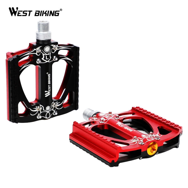 

WEST BIKING Sealed Bearing MTB Road Bicycle Hollow Pedals Aluminium Alloy Bicycle Accessories Anti-slip Ultralight Bike Pedal