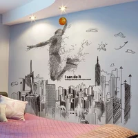 shijuehezi basketball player wall stickers diy buildings wall decals for living room kids rooms teen bedroom house decoration
