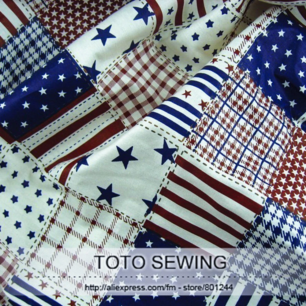 1 метр шикарная маленькая клетчатая звезда и полосатая печатная 100% хлопковая