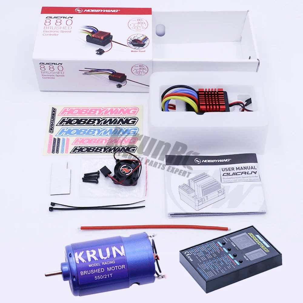550 15T/21T/36T Brushed Motor with hobbywing QuicRun 880 80A ESC Combo for 1/10 Axial SCX10 RC4WD D90 RC Crawler Car | Игрушки и хобби