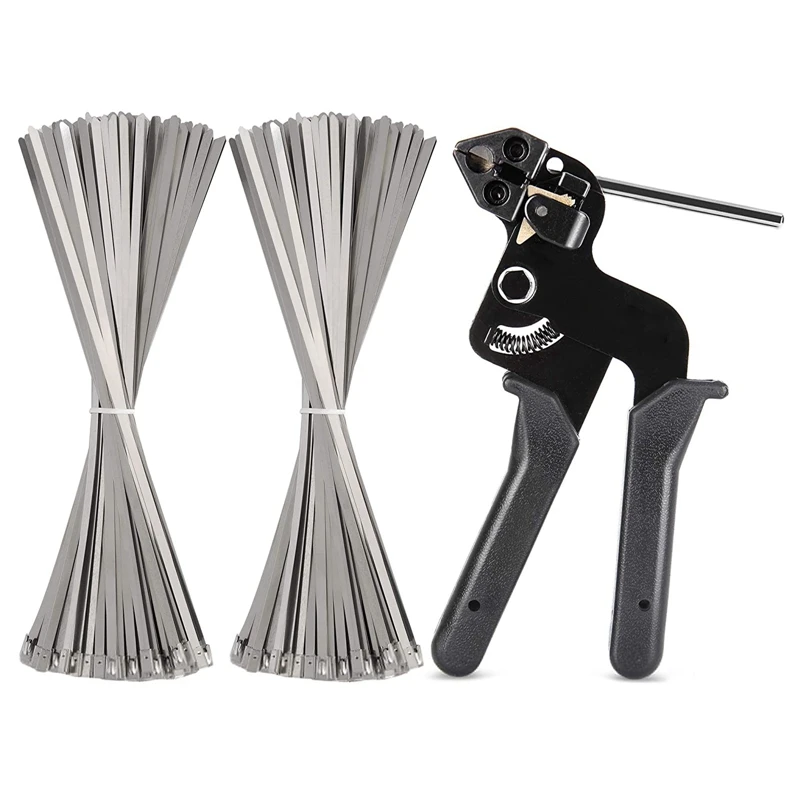 

300PCS Stainless Steel Cable Ties and Metal Tie Wrap Tool Zip Tie Tool for 4.6 x 270mm Stainless Steel Cable Ties Tool