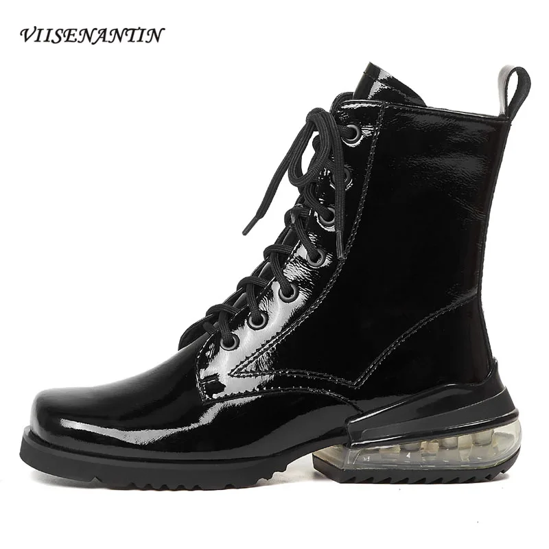 

Новинка, стильные осенне-зимние ботильоны на толстой подошве со шнуровкой, женские ботинки, кожаные короткие ботинки в британском стиле с к...