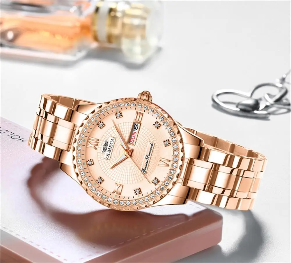 OLMECA женские наручные часы модные Роскошные Кварцевые с автоматической датой 30 м