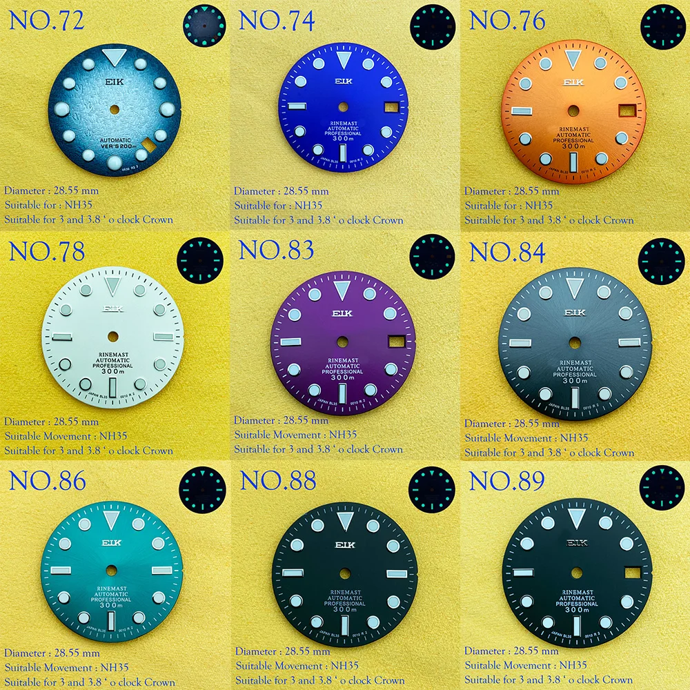 

New NH35 Dial Modified Watch Literal C3 Luminous Watch Dial SKX007 Small Millimeter 28.5mm Abalone NH36 dial Universal With SEIk