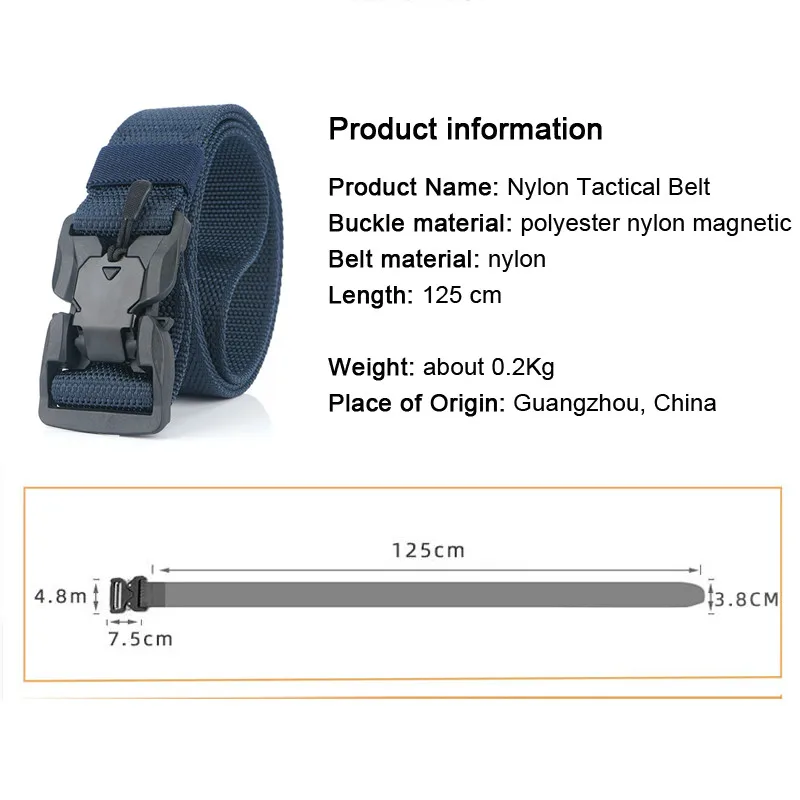 

Tactical Belt Hard PC Quick Release Magnetic Buckle Military Belt Soft Real Nylon Sports Accessories