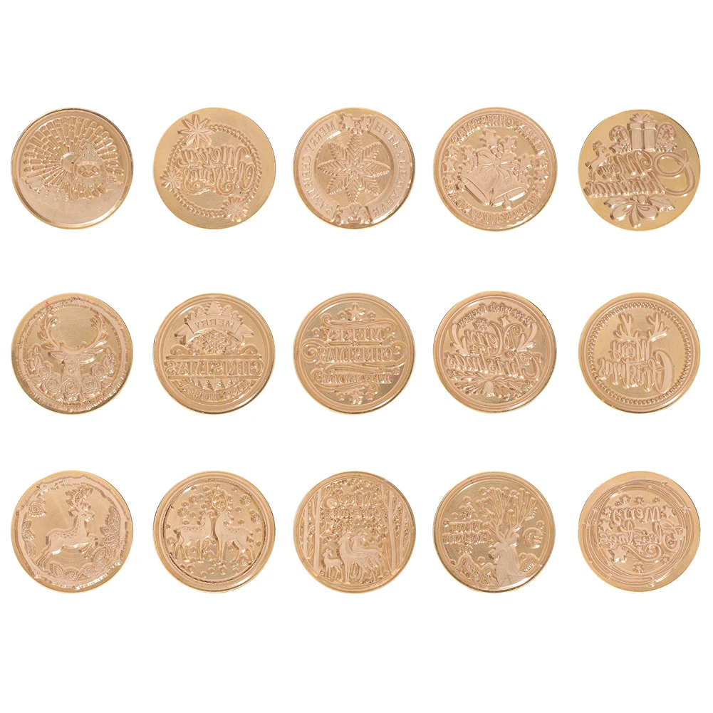 

25mm Christmas Wax Seal Stamp Head Vintage Round Shaped DIY Craft Tools Dedicated Seal Stamp Replace Brass Head