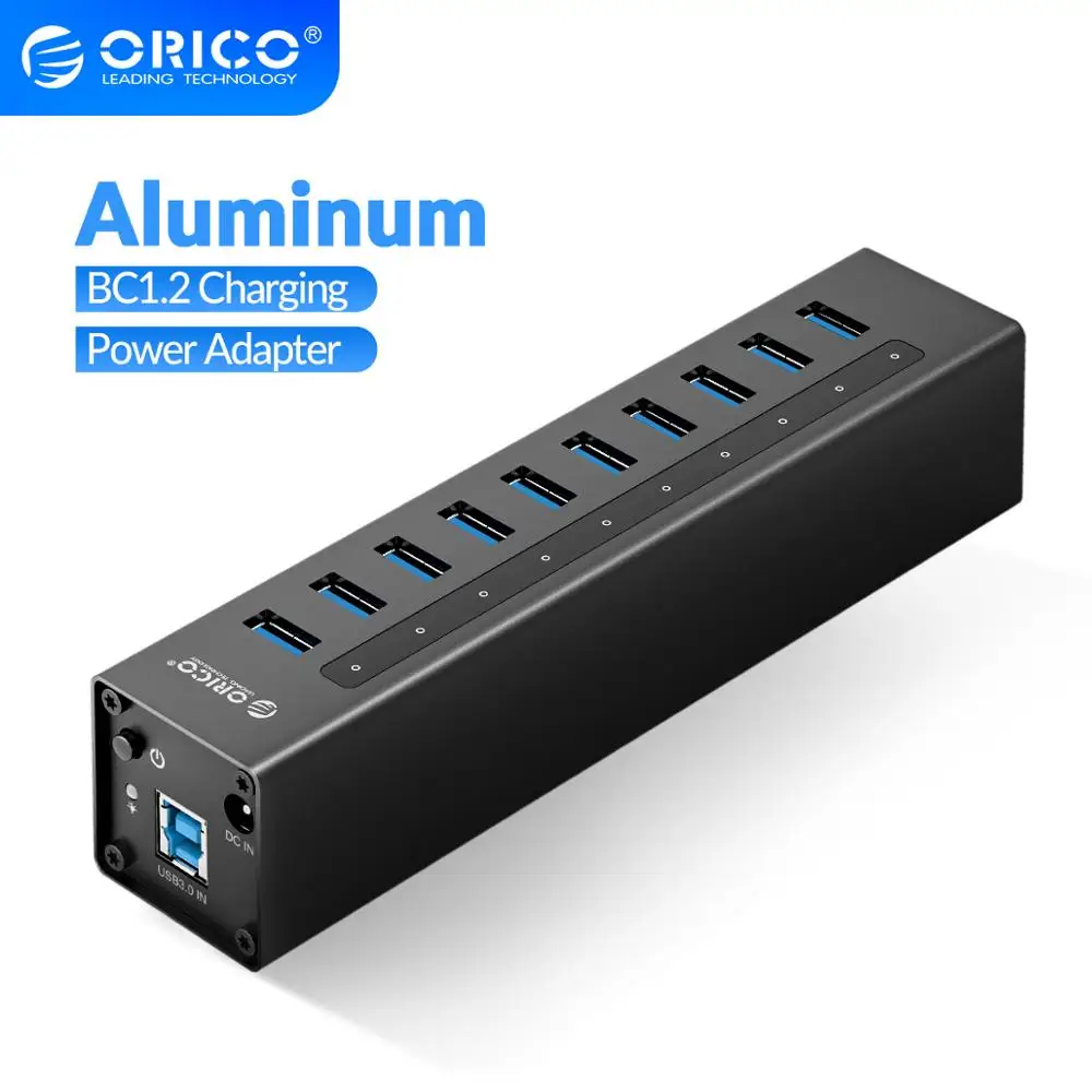USB разветвитель ORICO алюминиевый с 10 портами и адаптером питания 12 В|USB-хабы| |