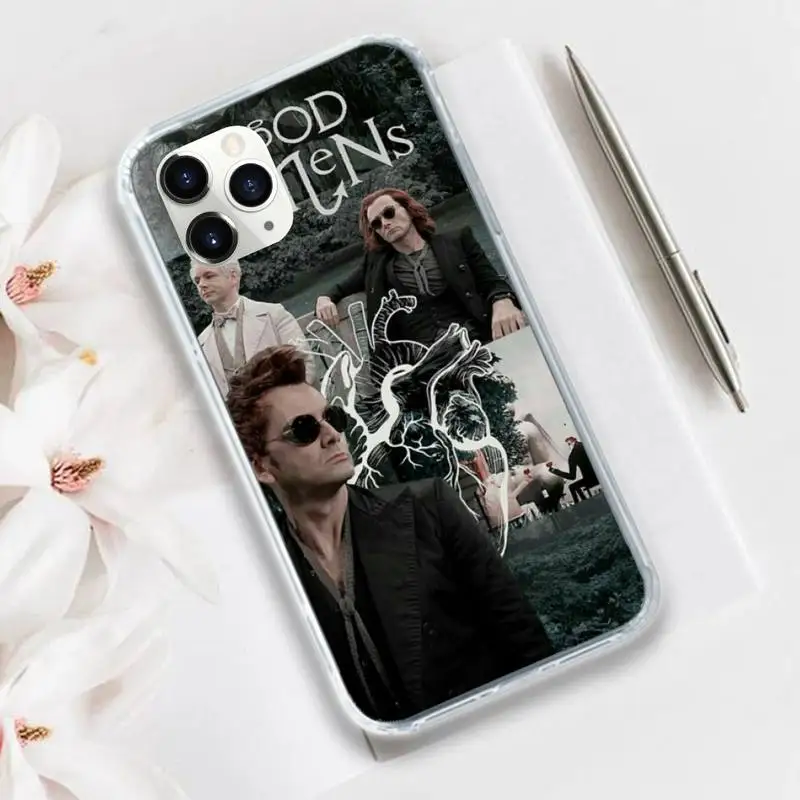

Good Omen Phone Case Transparent for iPhone 11 12 mini pro XS MAX 8 7 6 6S Plus X 5S SE 2020 XR