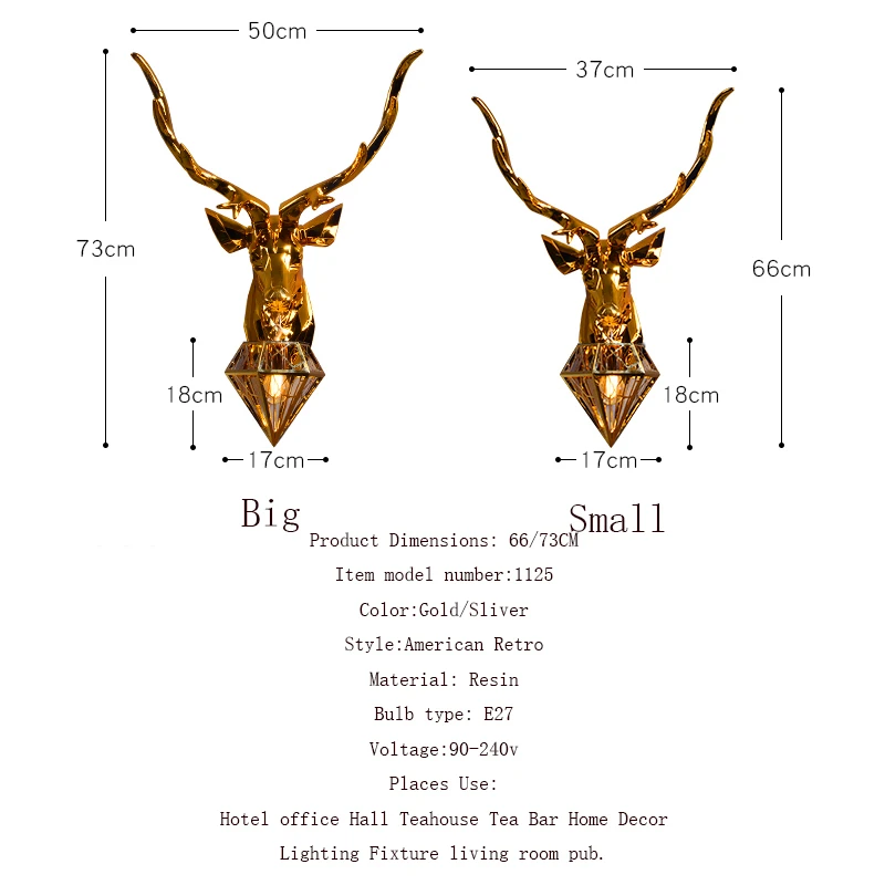 

American Antler LED Wall Lamp Resin Wall Lamps Deer Lights Bedroom Buckhorn Kitchen Hanging Lamp Home Decor Soconces Wall Sconce