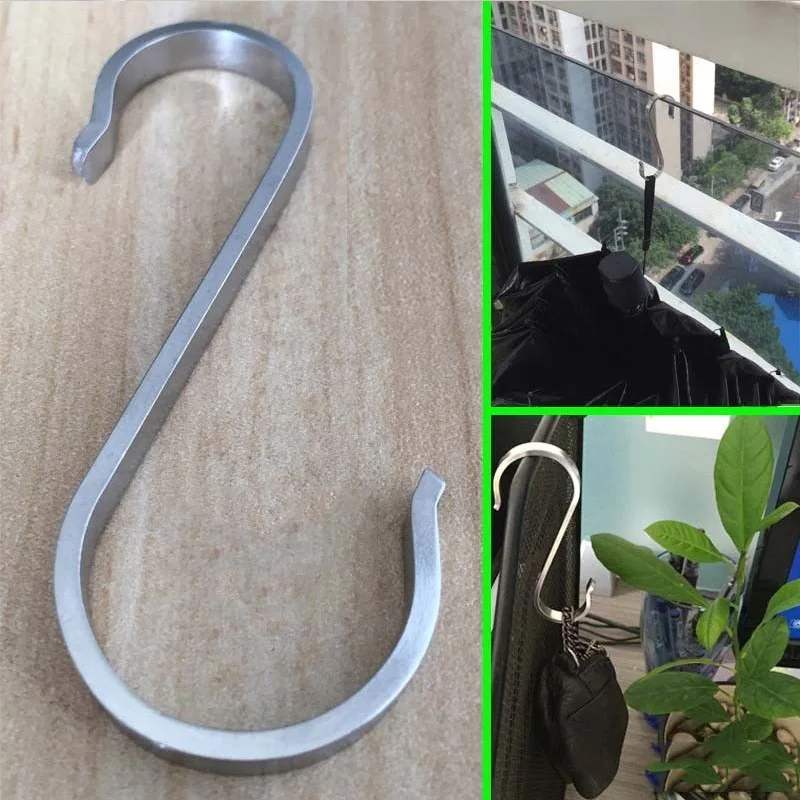 

2 Pcs Stainless Steel S Hooks Hanging Clothes Umbrella Kitchen Sundries Hanger MOWA889