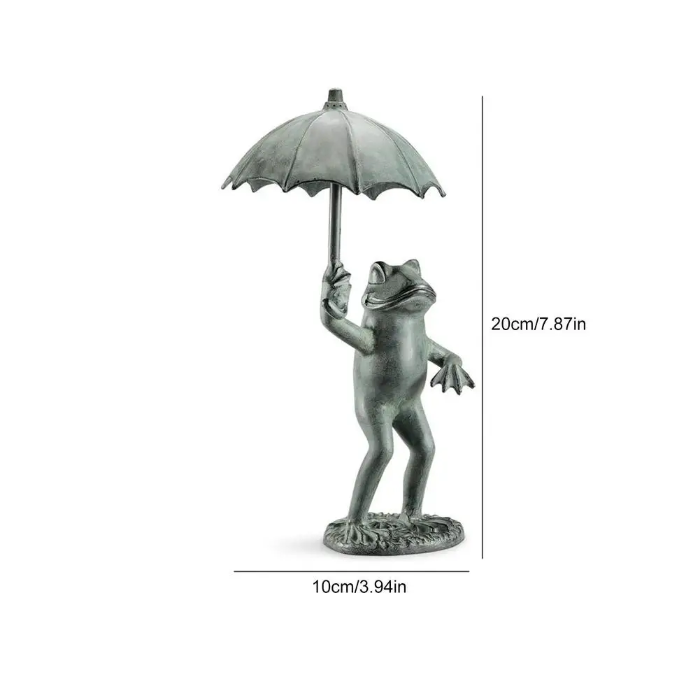 

New Yard Art Resin Crafts Frog Figurine Outdoor Exquisite Umbrella Frog Carving Sculpture Statue Ornament Garden Decoration
