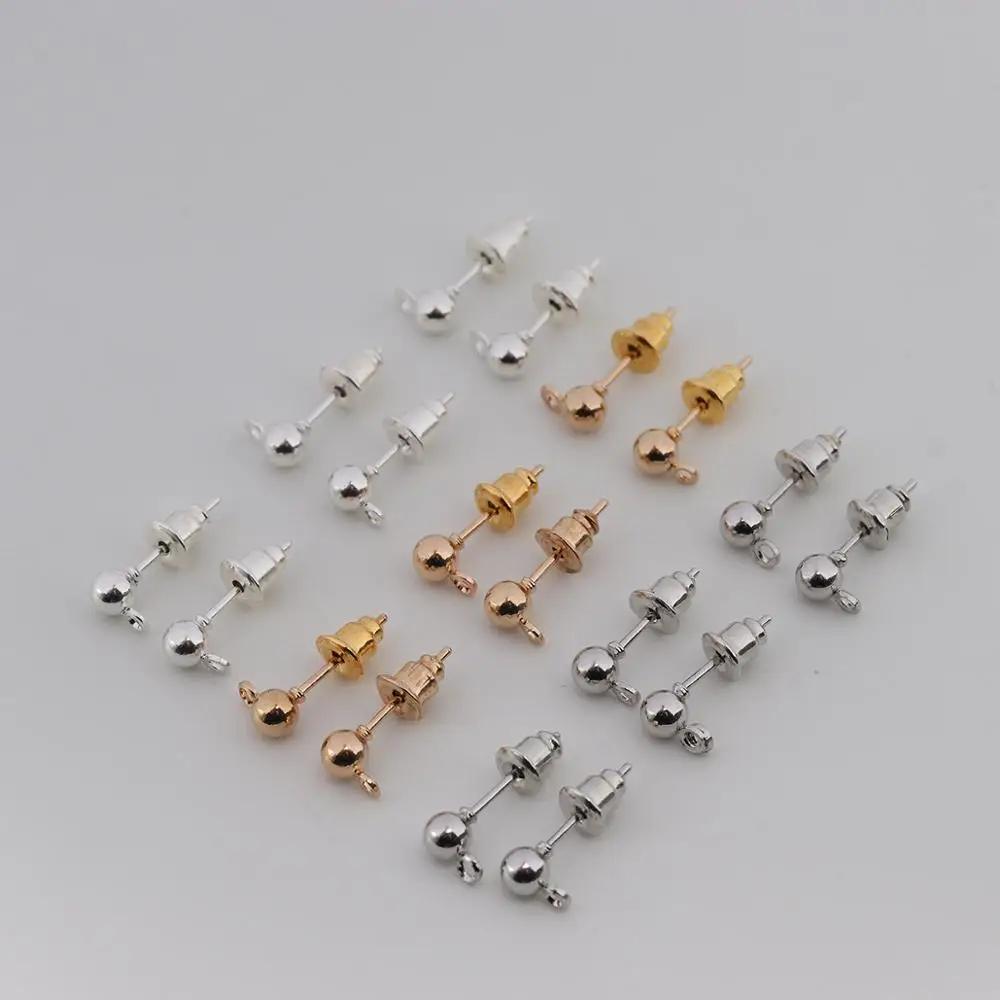 

50PCs Metal Pin Findings Stud Earring Basic Needle Post Stoppers For Fashion Women Earring DIY Accessories For Jewelry