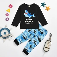 talloly hot style childrens clothing european and american childrens shark long sleeved t shirt pants boys two piece suit