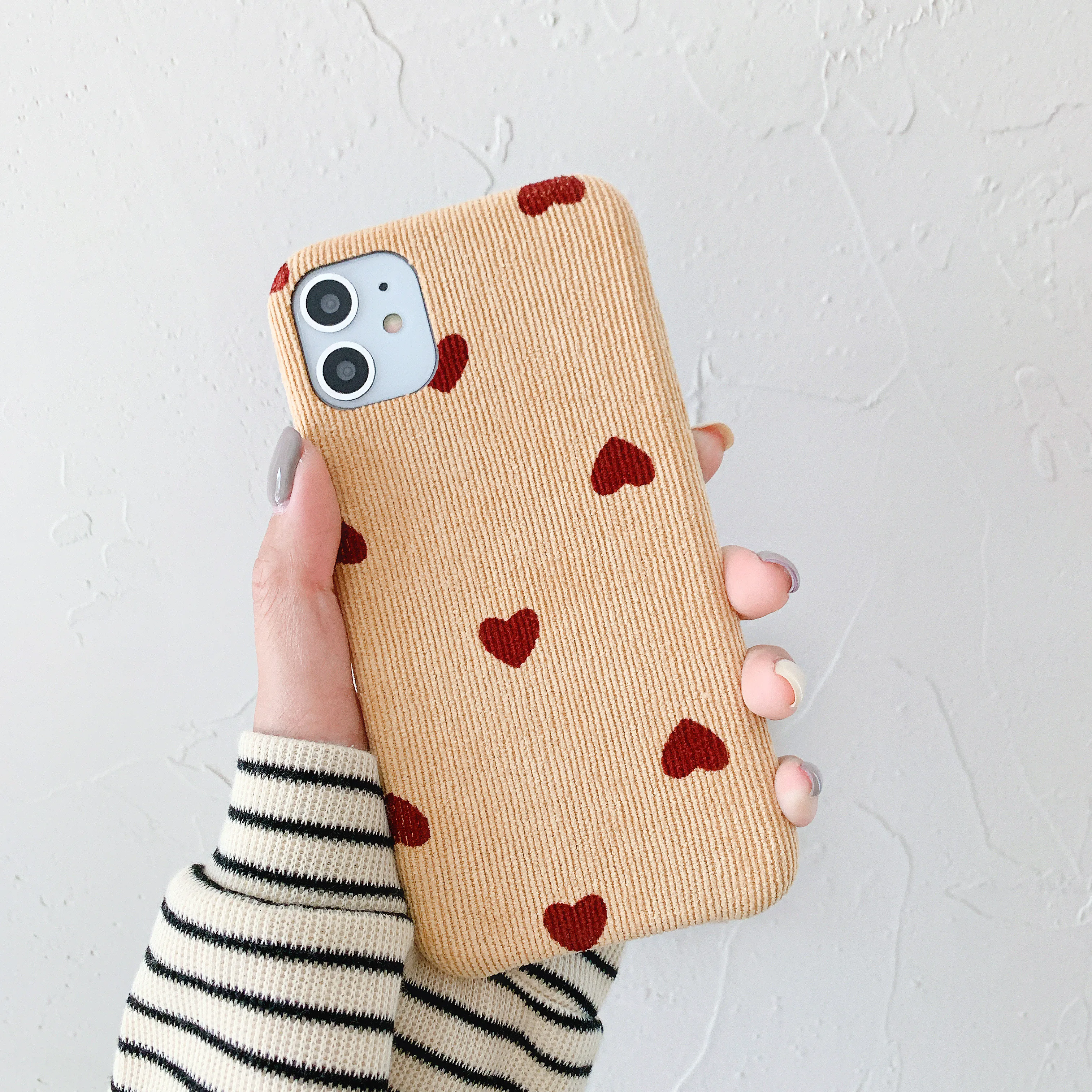 

Corduroy simple love is suitable for iphone11ProMax mobile phone case 7 / 8plus x xsmax xr protective cover