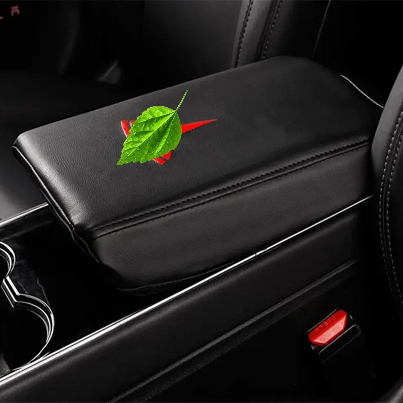 

Black Leather armrest box Cover central armrest box cover for Tesla model 3 2018-2019
