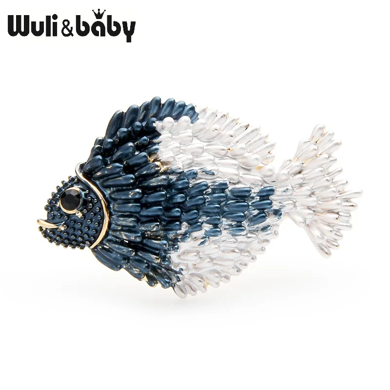 Wuli&baby, синие, красные эмалированные Броши Рыба для женщин, сплав, милые животные, свадебная брошь для вечеринки, подарки