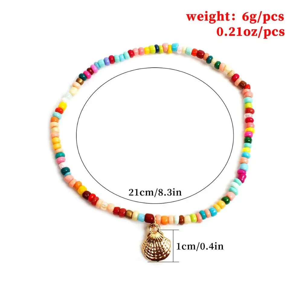 

Fashion Ankle Bracelet Colorful Crystal Beads Anklets for Women Boho Gold Silver Color Chain Bracelet Ocean Beach Foot Jewelry