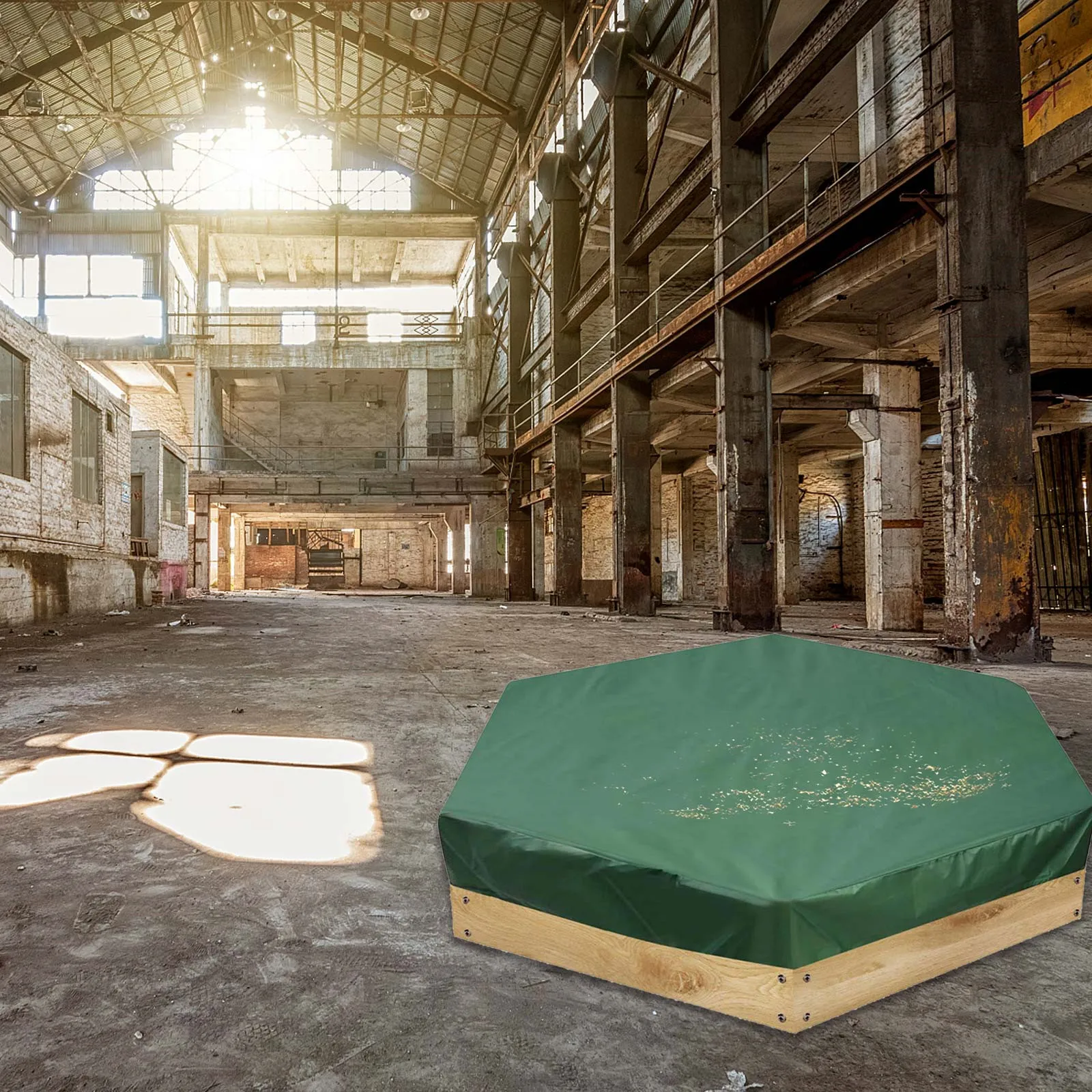 Чехол для бассейна зеленый шестигранный тканевый круглый коврик защита от дождя