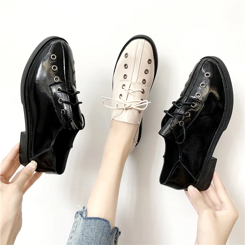 Обувь из небольшой кожи в британском стиле Женская Осенняя обувь мягкой с юбкой