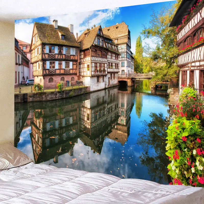

World-Famous Buildings Tapestries Wall For Home Deco Living Room Bedroom Large Size