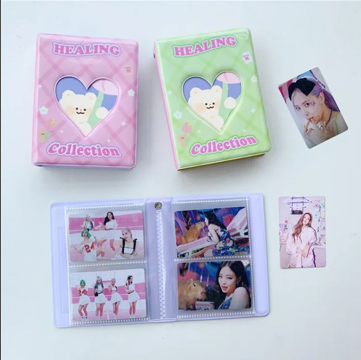 

Фотоальбом Полароид в Корейском стиле, трехдюймовый ажурный фотоальбом с мультяшным медведем, фотокарточка, фотоальбом с кармашками для те...