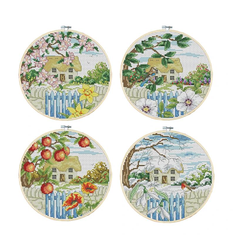 Joy Sunday Four Seasons (весна/лето/осень/зима) 11ct Набор для вышивки крестиком ткань хлопок