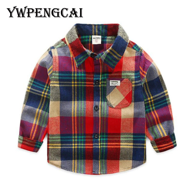 

YWPENGCAI От 2 до 7 лет, детская одежда для девочек в разных цветах, блуза в клетку для маленьких мальчиков, Повседневная хлопковая рубашка с длинн...