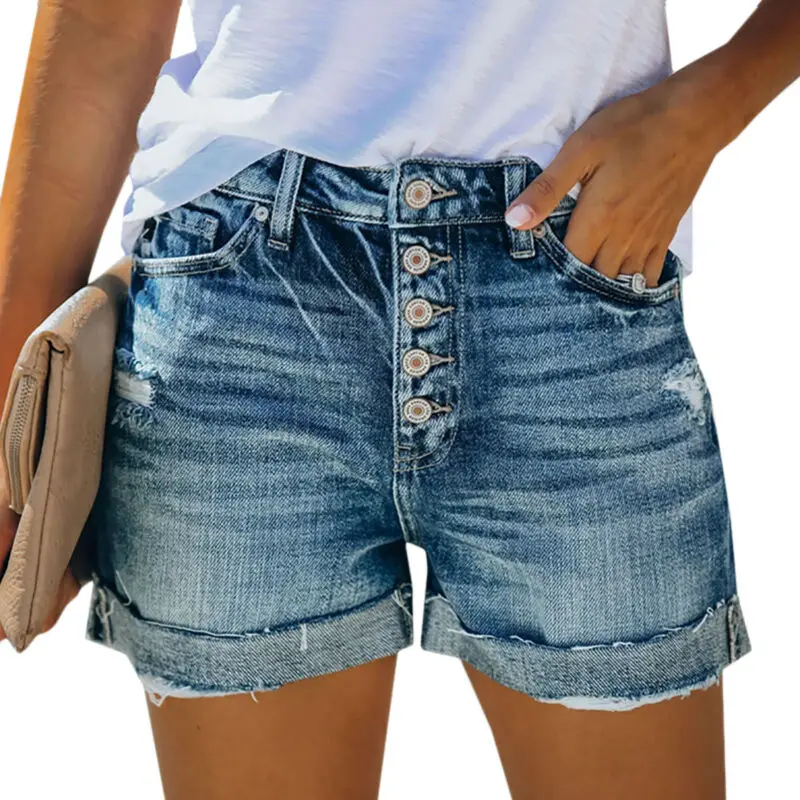 

Shorts Women High Waist Denim Shorts Distressed Jeans Summer Hot Pants Holiday