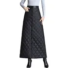 Женская Стеганая юбка с высокой талией, черная длинная хлопковая трапециевидная юбка большого размера, модель 5xl в Корейском стиле на осень и зиму, 2022