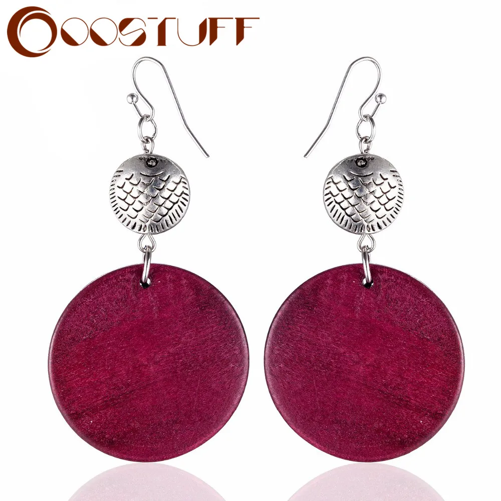 2020 Оптовая Продажа старинные женские серьги дерева ручной работы Длинные