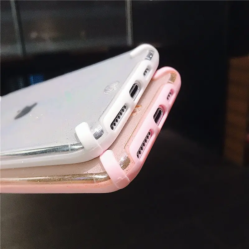 Glitter Transparent Case for iPhone 11 Pro XS Max XR X 6 6S 7 8 Plus Soft TPU Solid Color Shockproof Bumper Clear Back Cases | Мобильные