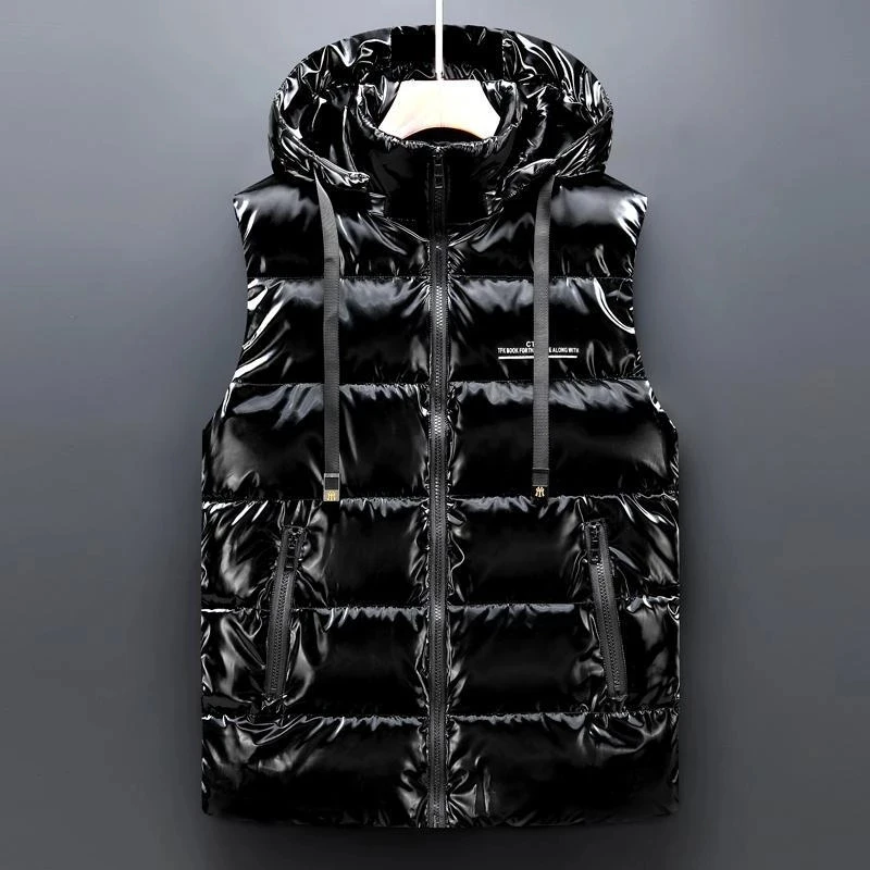 Fashion Women Winter Vests Hooded 2021 New Short Bright Color Vest Cotton Padded Jacket Sleeveless male Winter Waistcoat Vest