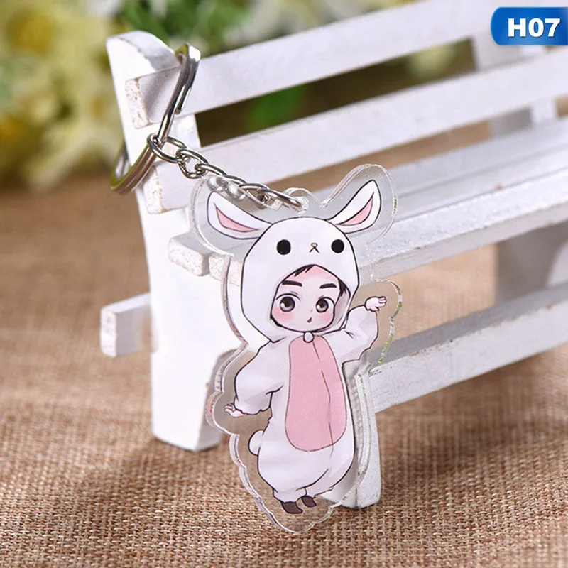 

9 Styles Cute Cartoon EXO Acrylic Keychain Fashion Jewelry Accessories Cute Boys Shaped Pendants Keyring
