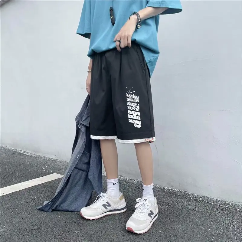 

Summer thin pants trend loose outer wear casual shorts tide brand ins Hong Kong style sports five-point basketball pants