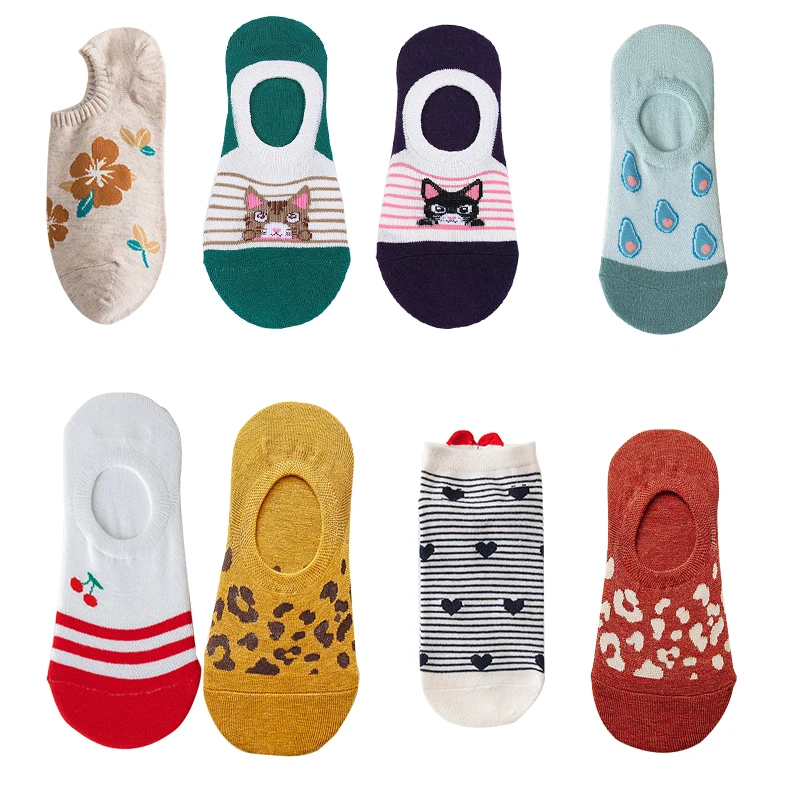 

1Pair Funny Summer Unisex Men Women Cotton Socks Casual no show Fashion Harajuku Fruit Animal Slippers Boat Socks