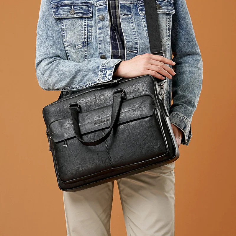 

New Men Briefcase Bags Business Leather Shoulder Messenger Bags Man Work Handbag 14 Inch Laptop Bag Bolso Hombre Bolsa Masculina