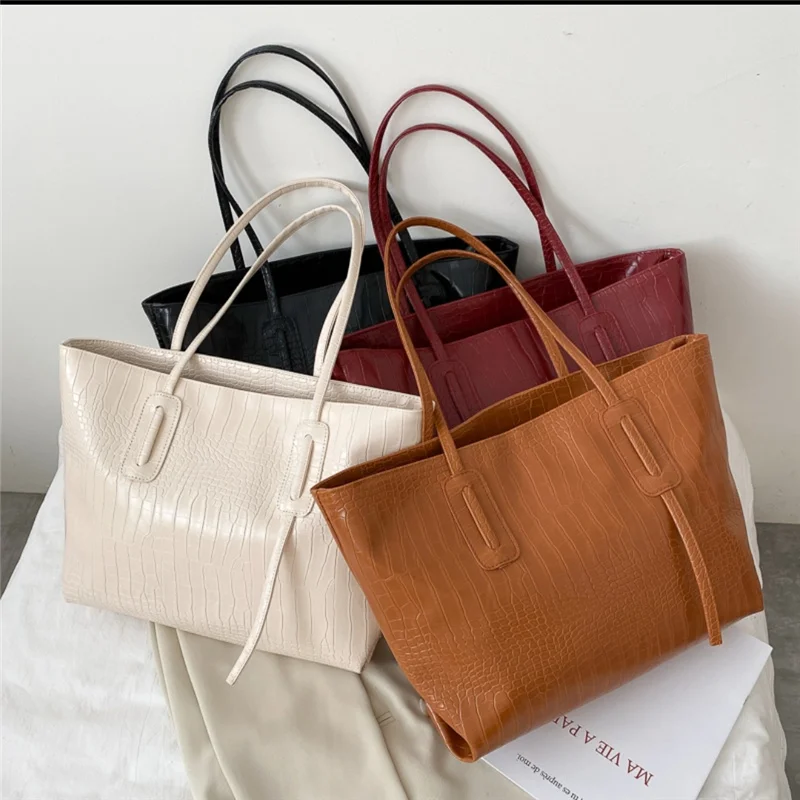 Women Shoulder Bag Big 2021 New Handbag Elegant Lady Fashion Shopper Ins Waterproof Easy Matching PU Large-capacity Girl White