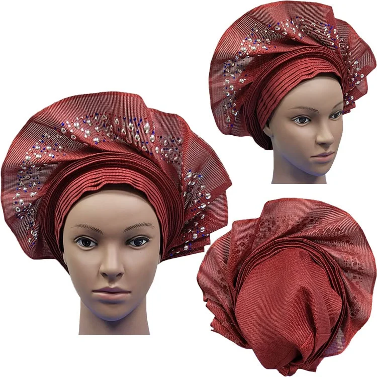 Африканский ASO OKE Gele головное украшение высокого качества нигерийский традиционный свадебное использование 013 Авто Gele