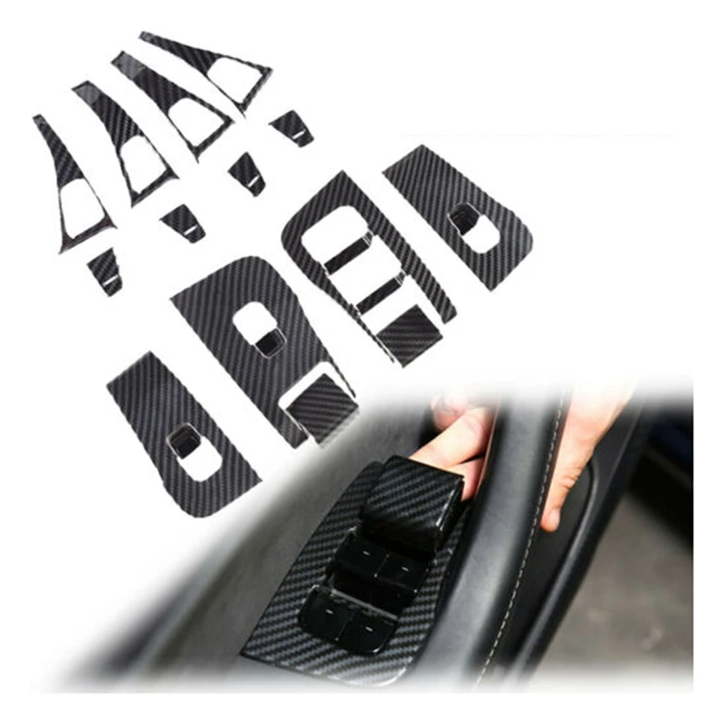 

14Pcs Car Inner Door Armrest Window Lift Button Cover Trim Kit for Tesla Model 3 2019
