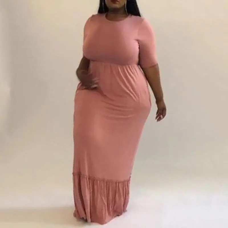 Summer Autumn Dress Women 2019 Sexy Pink Long Slim Elastic Bodycon Dresses Elegant Pleated Club Party Plus Size 3XL 4XL | Женская одежда