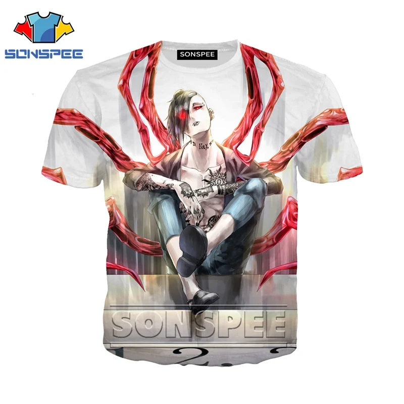 Футболка с 3D принтом аниме уличная одежда футболка героями мультфильмов tokyo ghoul uta