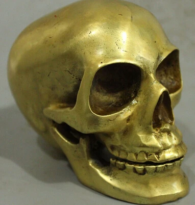 + Бесплатная доставка Китайская народная медная Бронзовая статуя с черепом