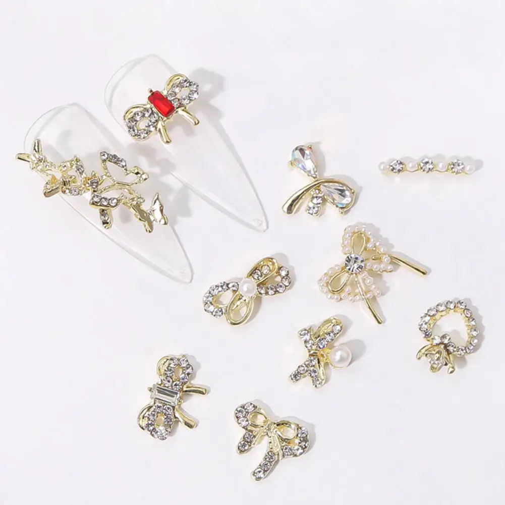 

10 шт. Стразы для ногтей, галстук-бабочка, имитация сердца, аксессуары для дизайна, 3D украшения для маникюра и рукоделия