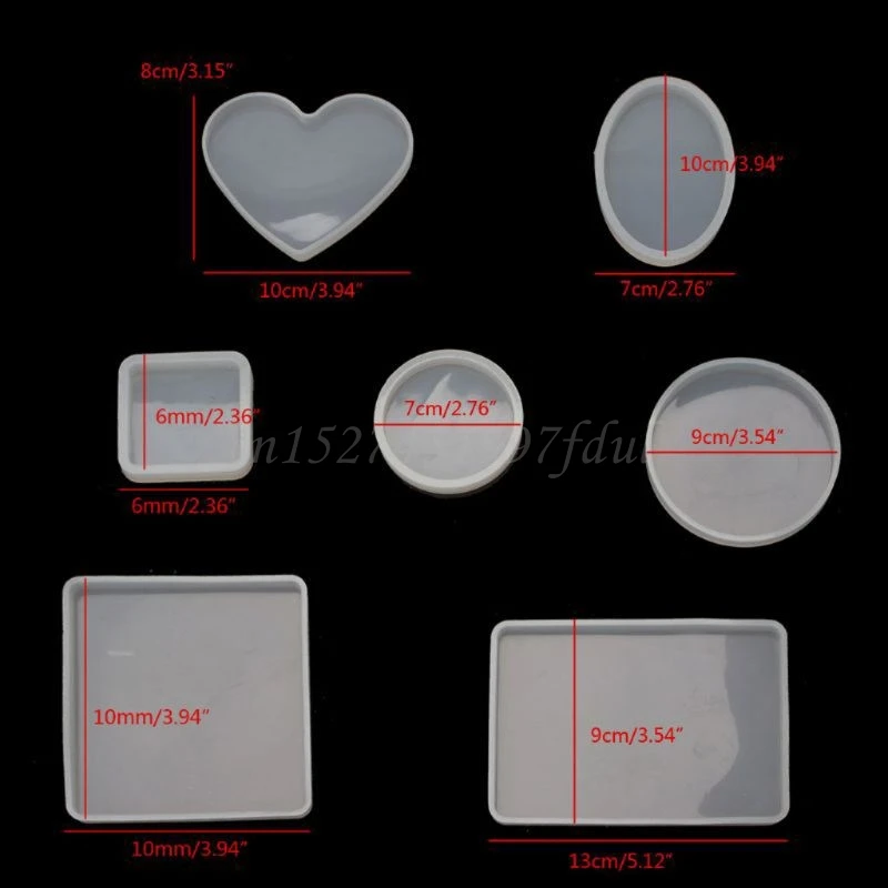 

18Pcs Handmade Coaster Silicone Resin Mold Round Square Rectangle Heart Oval Bottom DIY Molds Kit Jewelry Making Tools