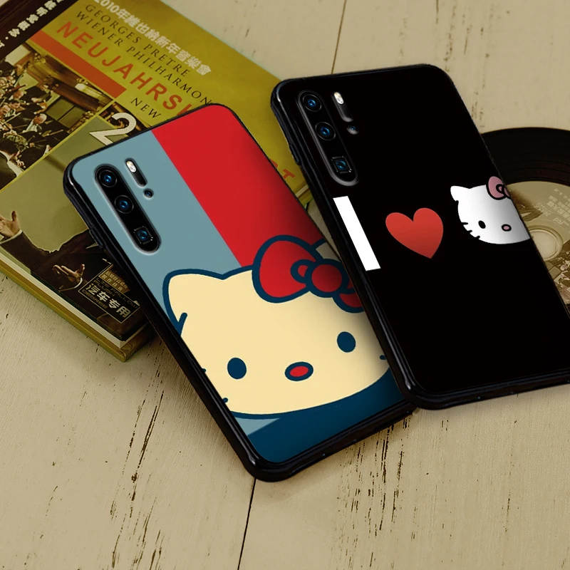 Черные силиконовые чехлы Hello cat для huawei Y6 Y7 Y9 Prime 2018 2019 Nova 2i 3 4 3i Lite mate 10 20 Pro |